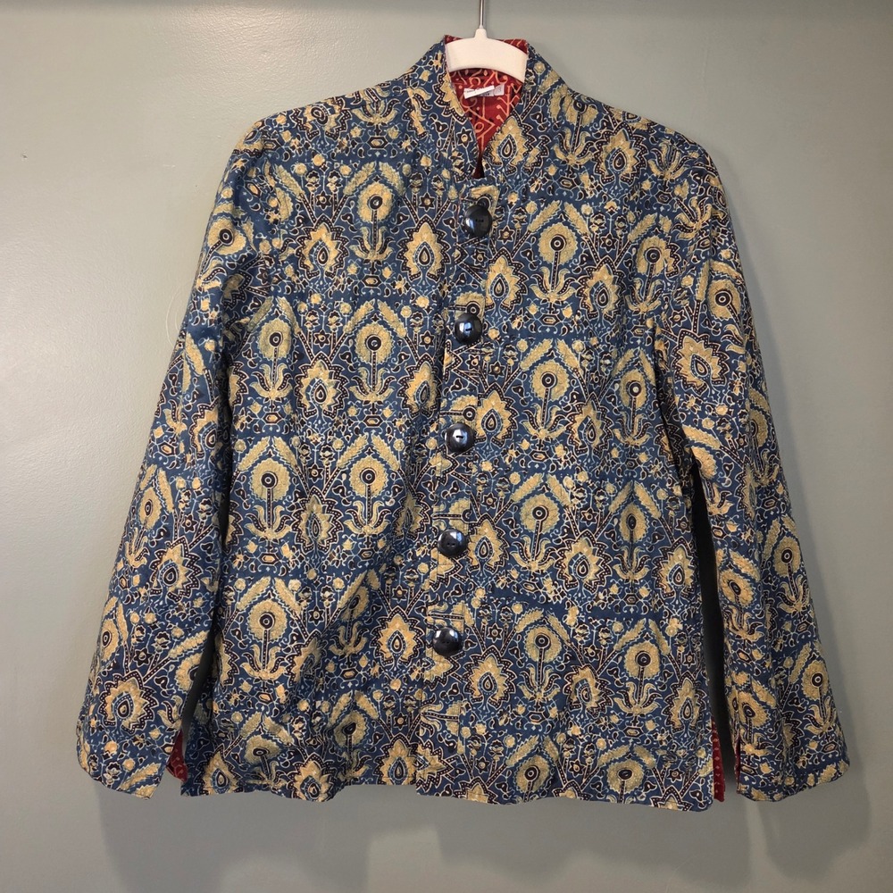 Venus Imports Women's Batik Print Button Up Jacket Size S 100% Cotton Boho